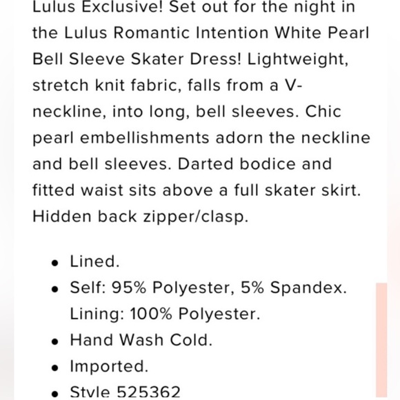 Lulus white long sleeve dress with pearl neckline - Picture 6 of 6
